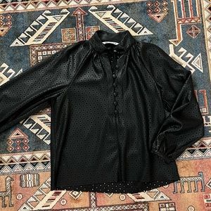 ZARA Lazed Cut Faux Leather Blouse